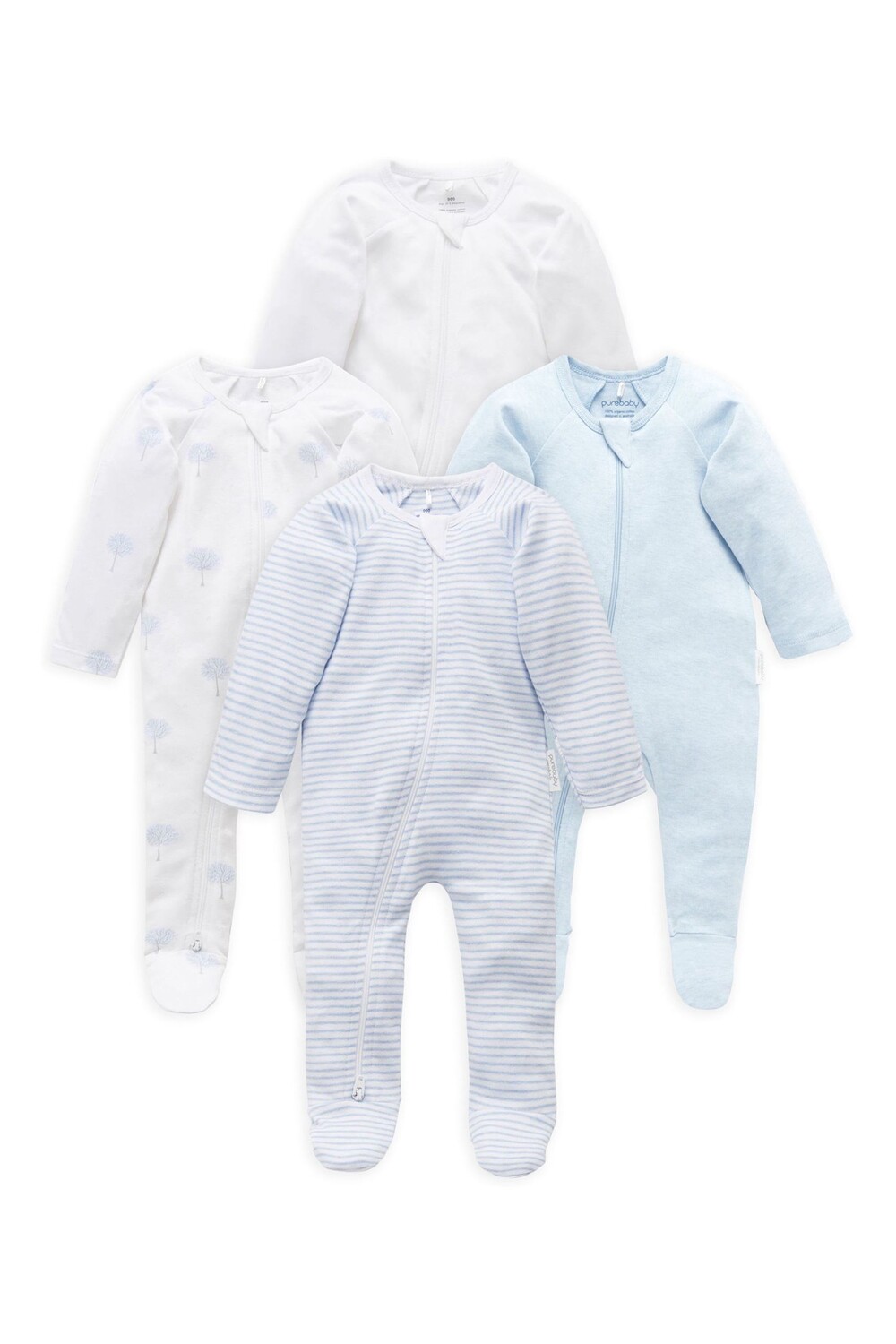

Комплект из 4 комбинезонов на молнии Purebaby, синий