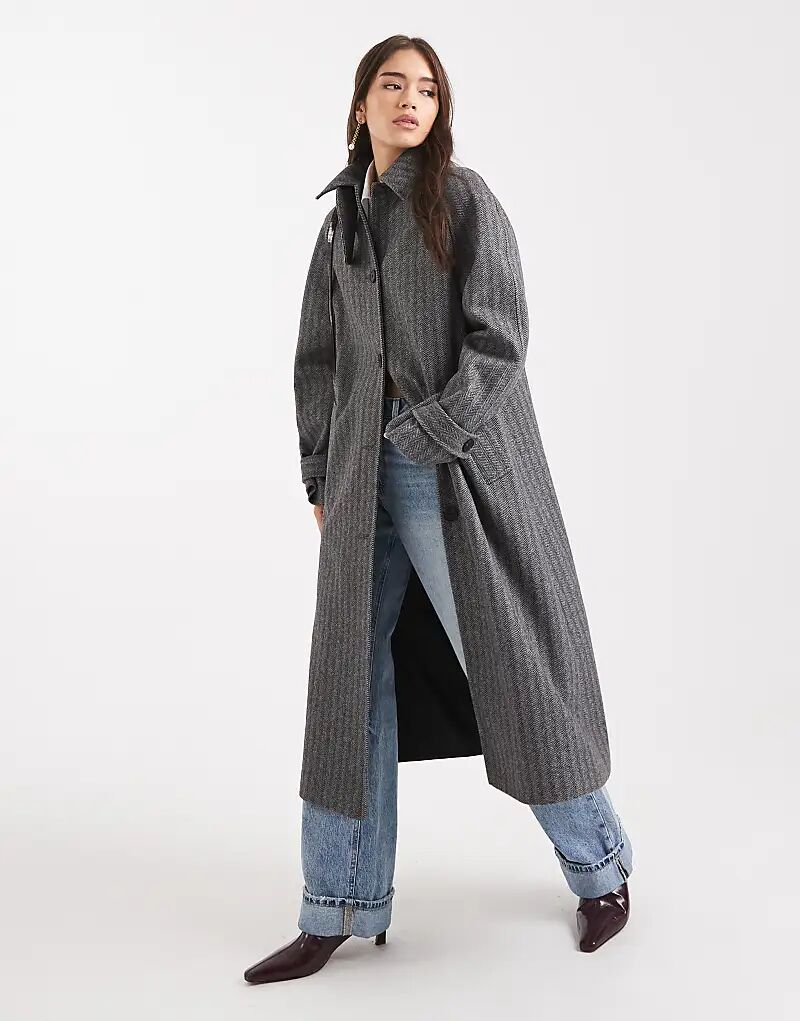 

Длинное пальто-автомобиль ASOS DESIGN в ёлочку