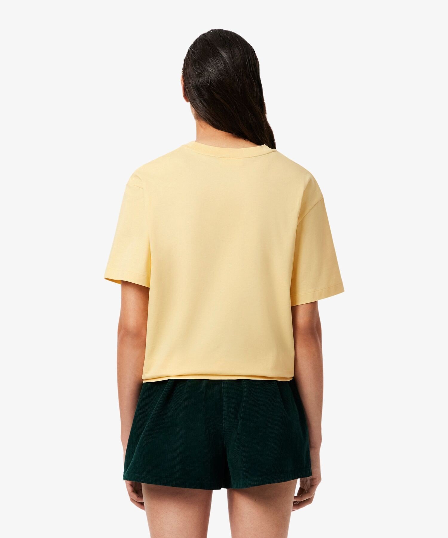 Футболка LACOSTE оверсайз с нашивкой, желтая — фото 4
