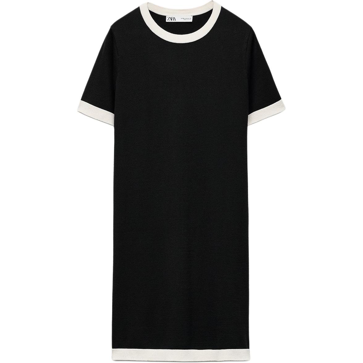 

Платье с короткими рукавами, женское, цвет морской волны/телесный ZARA, Sea Blue/Nude