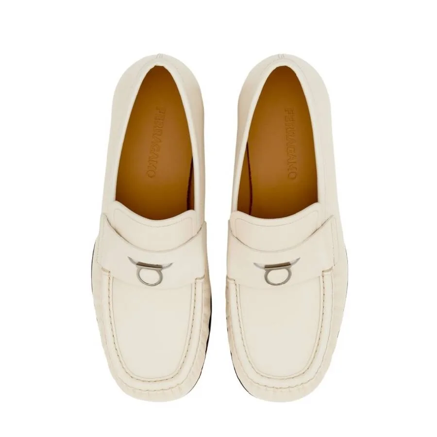 Кожаные лоферы Ferragamo Slip-On, белый — фото 2