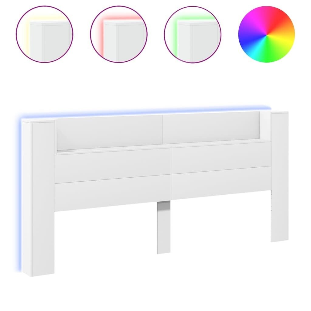 

VidaXL LED изголовье с полками белое 220x16,5x103,5 см, белый