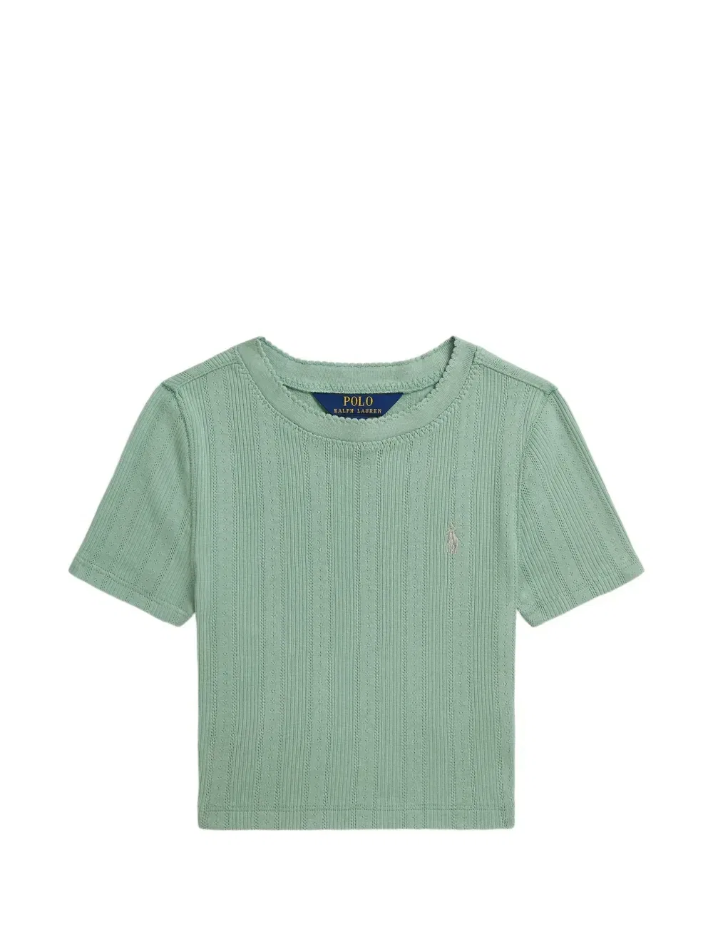 Ажурная футболка с фестонами POLO RALPH LAUREN KIDS, зеленый