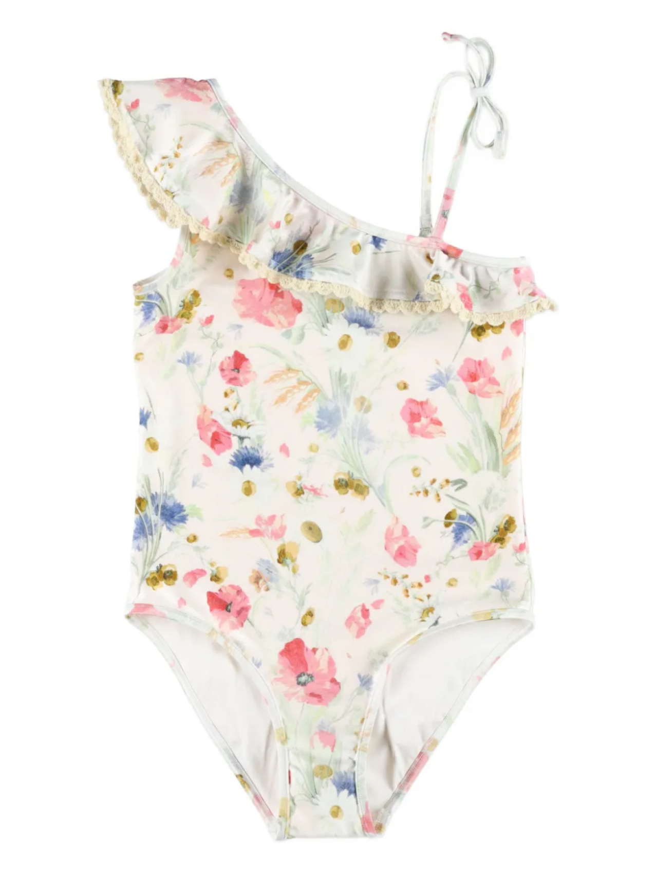 

ZIMMERMANN Детский купальник на одно плечо с цветочным принтом Zimmermann Kids, белый