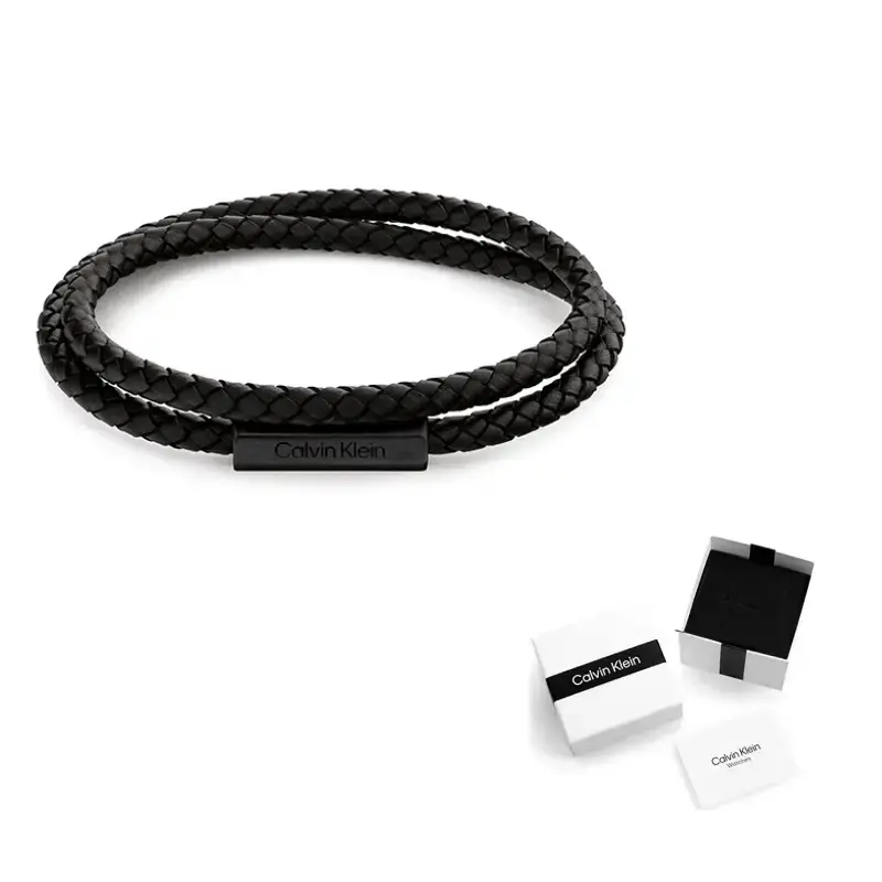 

Плетеный кожаный браслет Logo Mark Double Layer для мужчин Calvin Klein