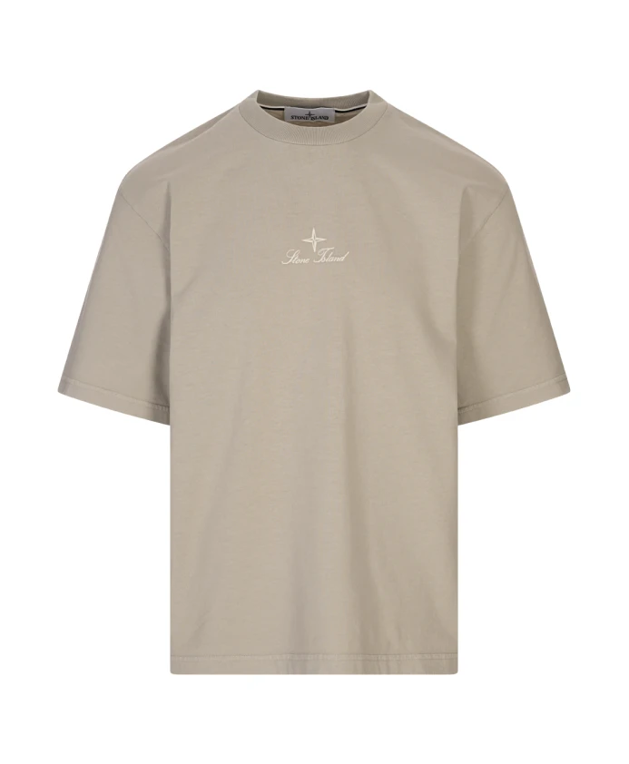 

Футболка с короткими рукавами и вышивкой «небо мегаполиса». Stone Island, серый