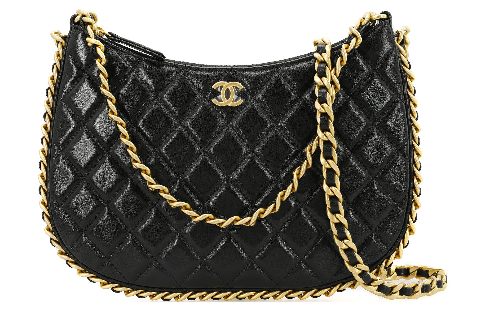 CHANEL Барашковая сумка хобо Переносная сумка через плечо Женская черная сумка на плечо — фото 2