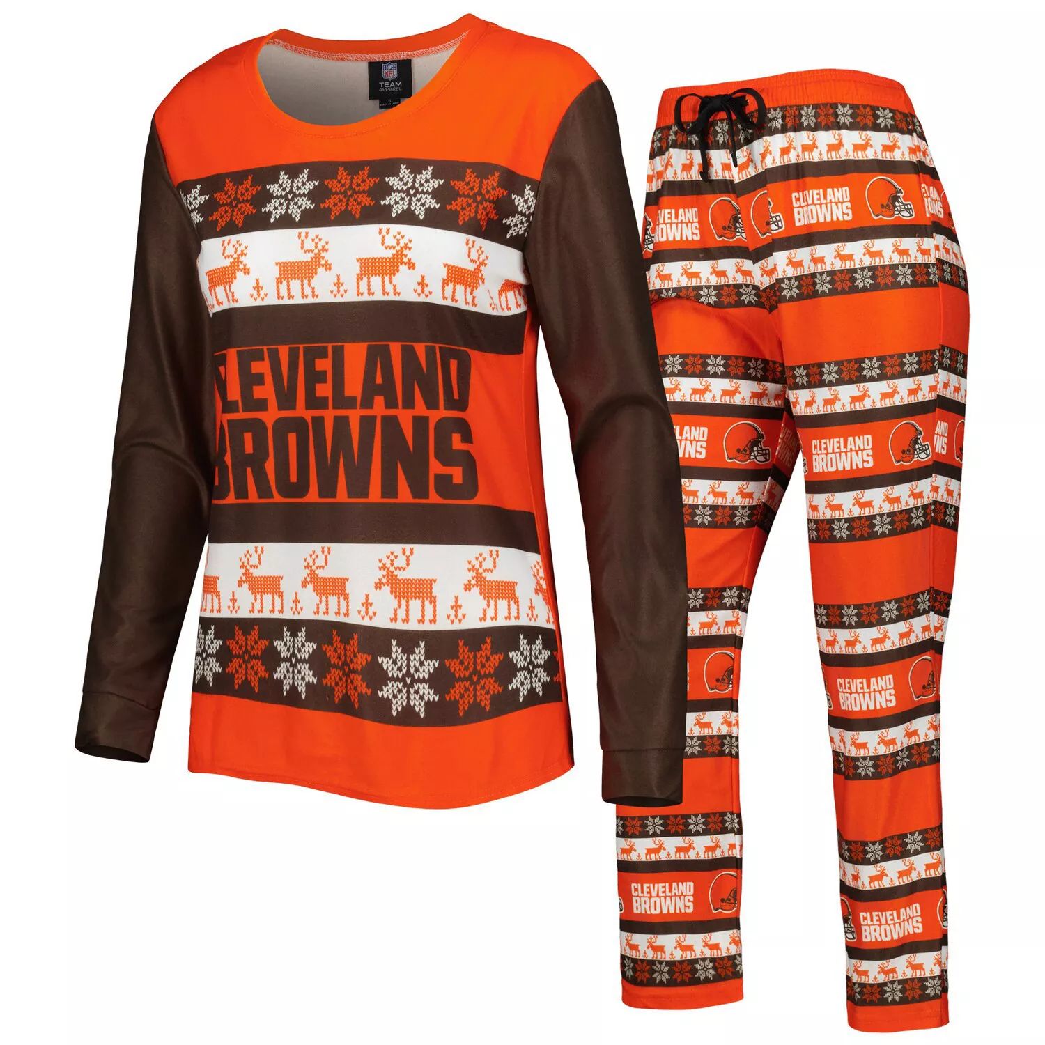 

Женский пижамный комплект FOCO Orange Cleveland Browns Holiday Ugly Pajama Set