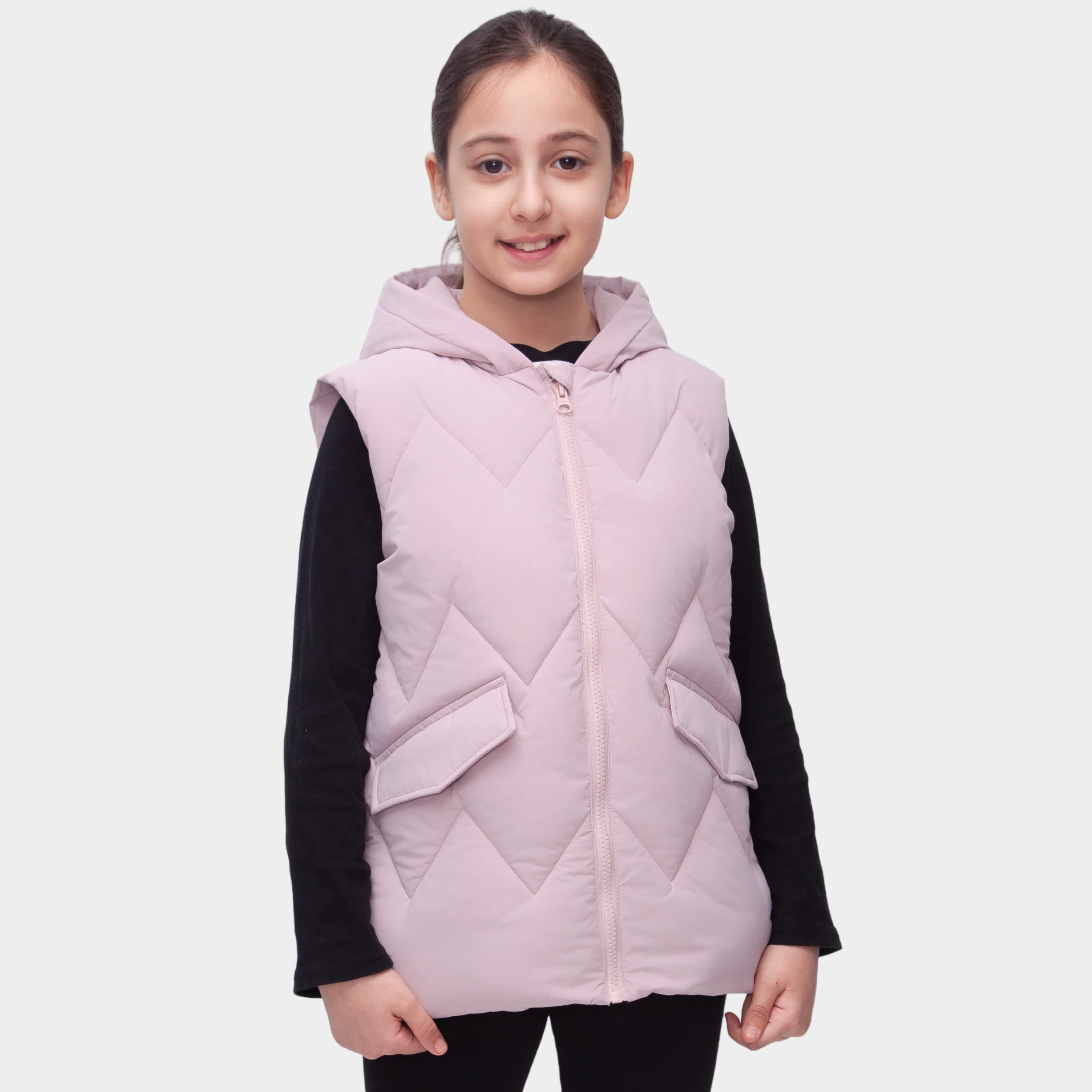 

Стеганый пуховый жилет Rokka&Rolla для девочек, украшенный ромбами, розовый