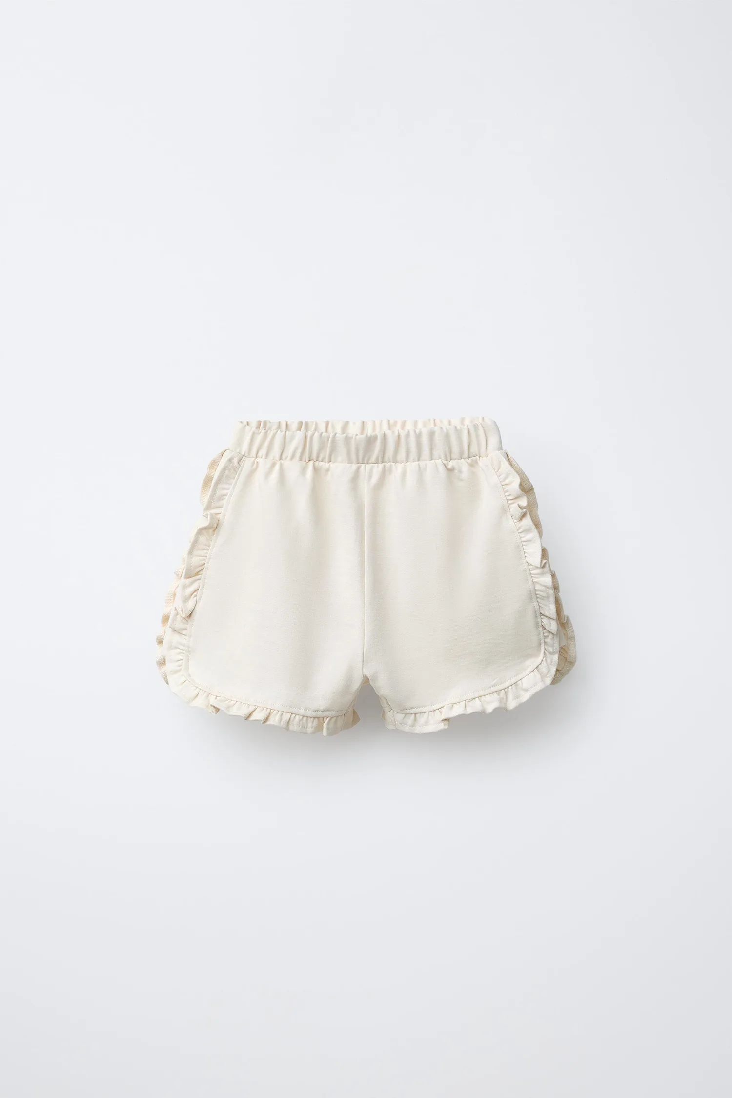 Бермудские шорты с оборками Zara, экрю