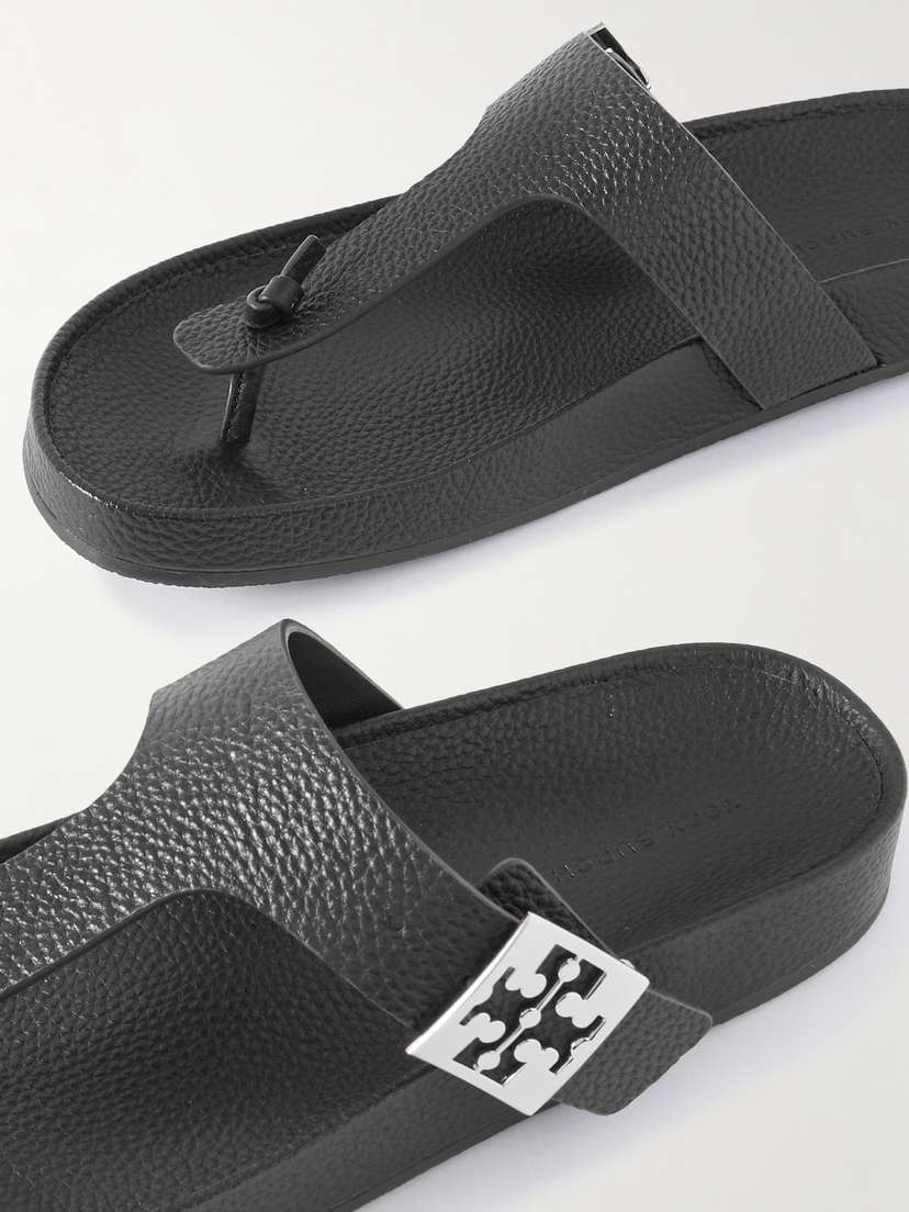 Мягкие сандалии из текстурированной кожи с пряжками Tory Burch, коричневый — фото 4