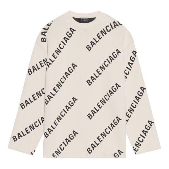 

Свитер all over logo crewneck wool knit sweater 'white' Balenciaga, белый