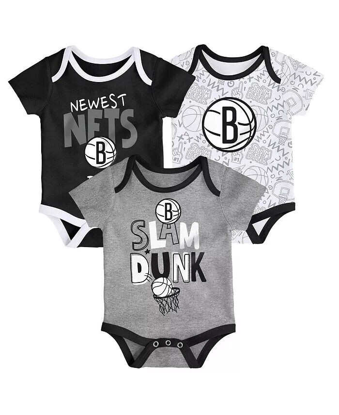 

Комплект из 3 предметов боди Brooklyn Nets Slam Dunk для мальчиков и девочек, черный/белый/серый Outerstuff
