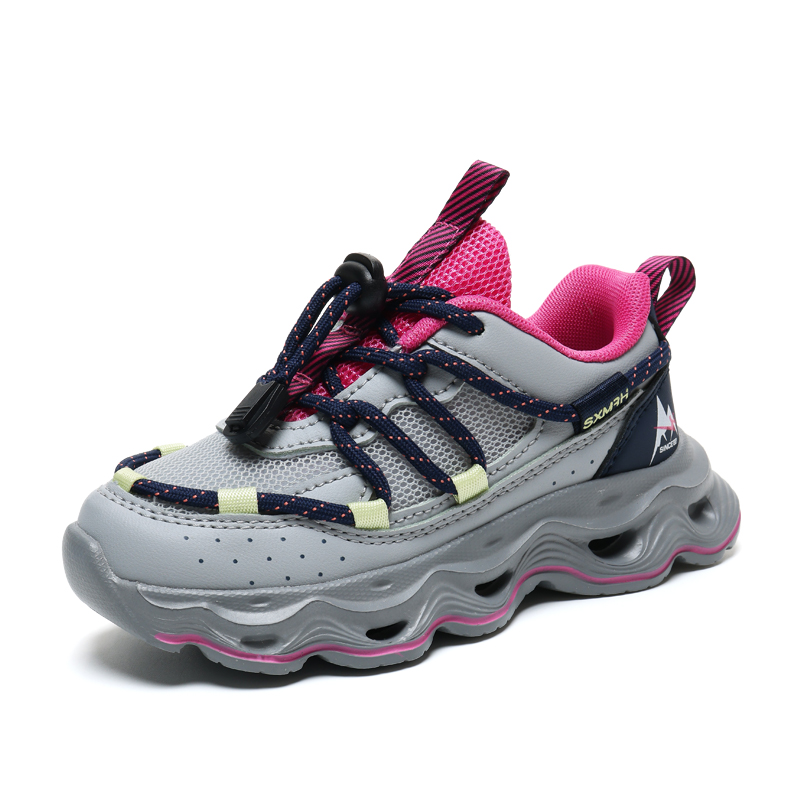 

Износостойкие, дышащие, легкие, амортизирующие, низкие повседневные кроссовки для детей Binary, серый/розовый/красный