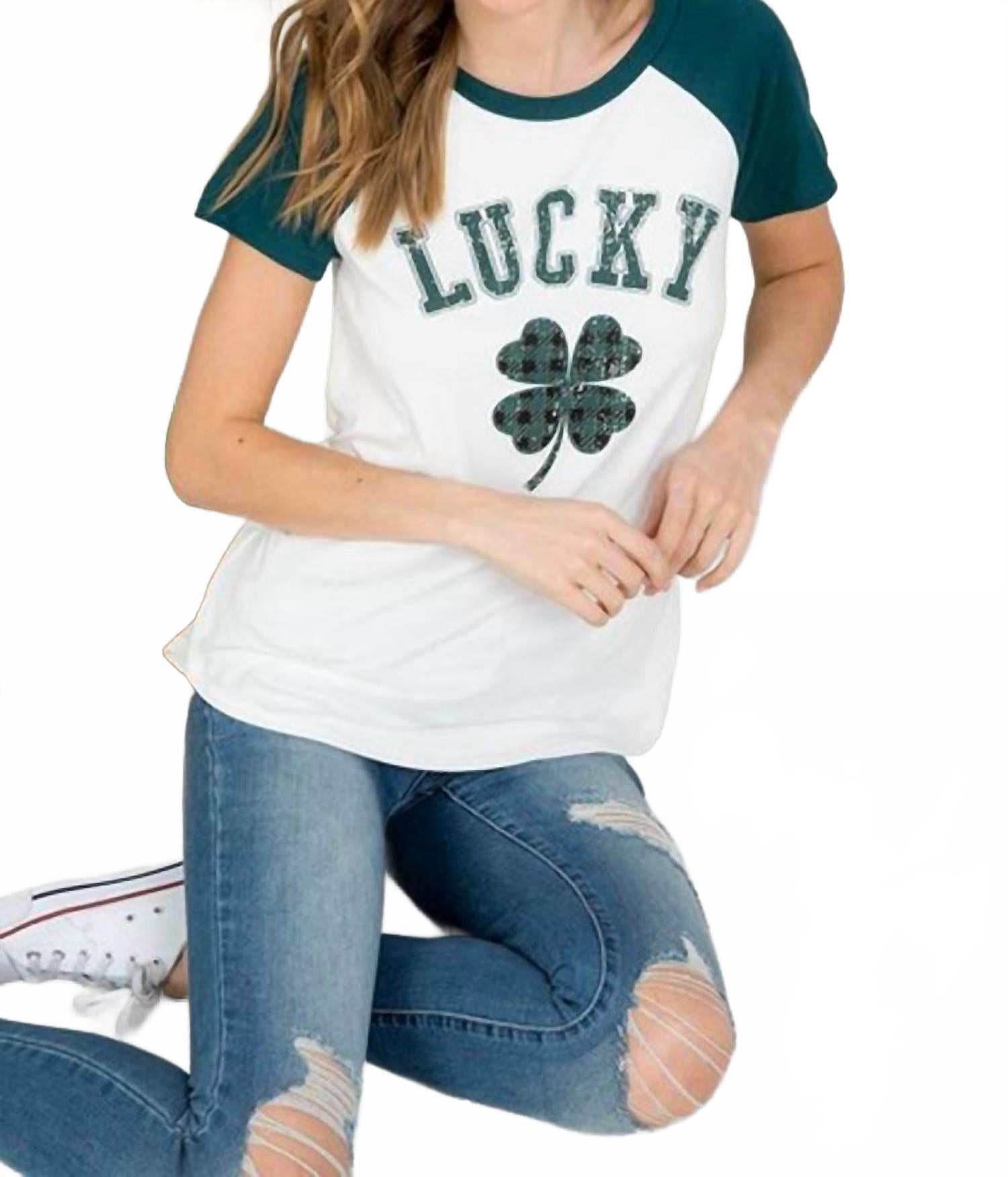 

Счастливая футболка в бело-зеленом цвете PERFECT PEACH