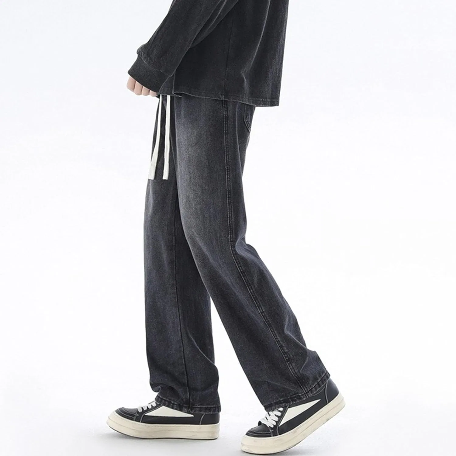 Джинсы на завязке, Regular Fit, Black1 — фото 2