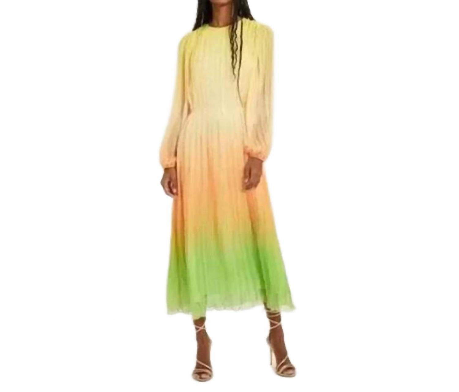 

SOMETHING NAVY Плиссированное платье с длинными рукавами в оранжевом сочетании