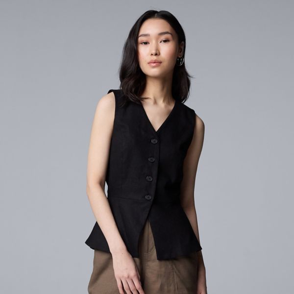 

Женский топ-майка с V-образным вырезом Simply Vera Vera Wang, черный