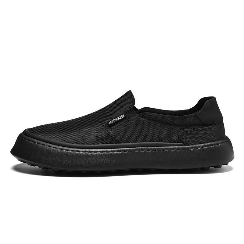 

SEPTWOLVES Коллекция Slip On устойчивые к истиранию дышащие легкие с амортизацией низкие кеды на холсте мужские черные, цвет Black (Standard Leather Shoe Size)