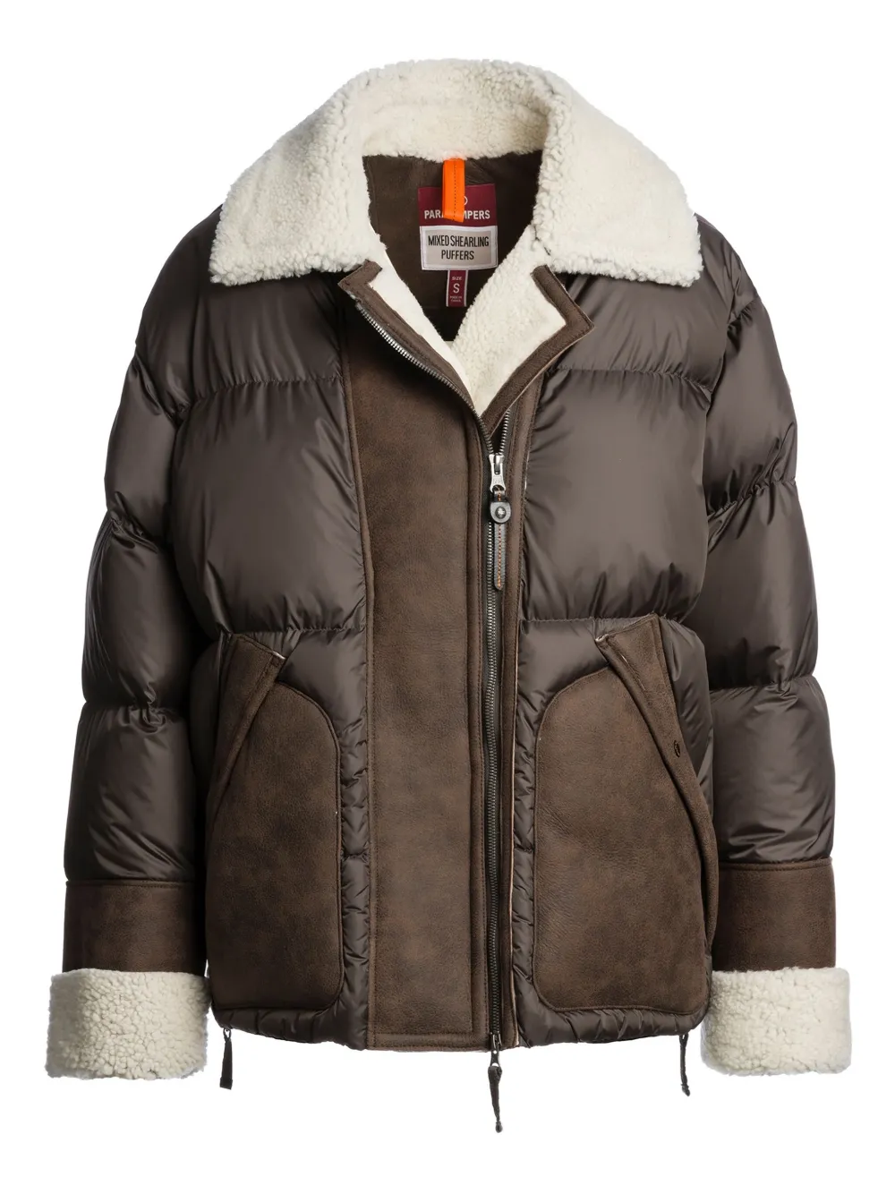 

Стеганая куртка с отделкой из овчины Parajumpers, коричневый
