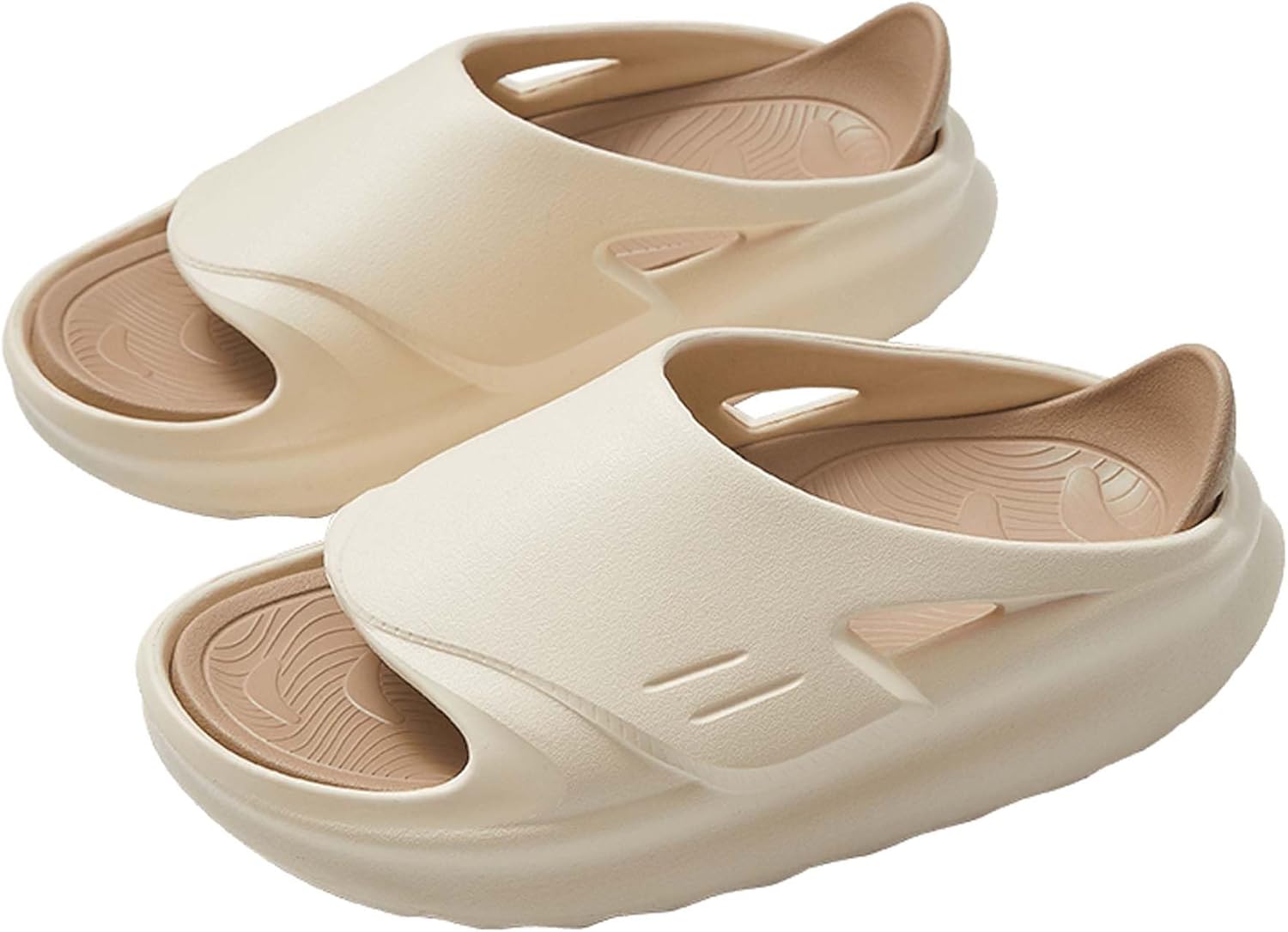 

Мужские и женские тапочки-сланцы для спорта, модный дизайн, съемная стелька, противоскользящие, с плотной амортизацией, снижают нагрузку на стопы, быстро сохнут, для душа, ванной, дома и улицы, после тренировки Vtiao, бежевый