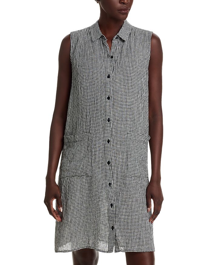 

Льняное платье с классическим воротником Eileen Fisher, серый