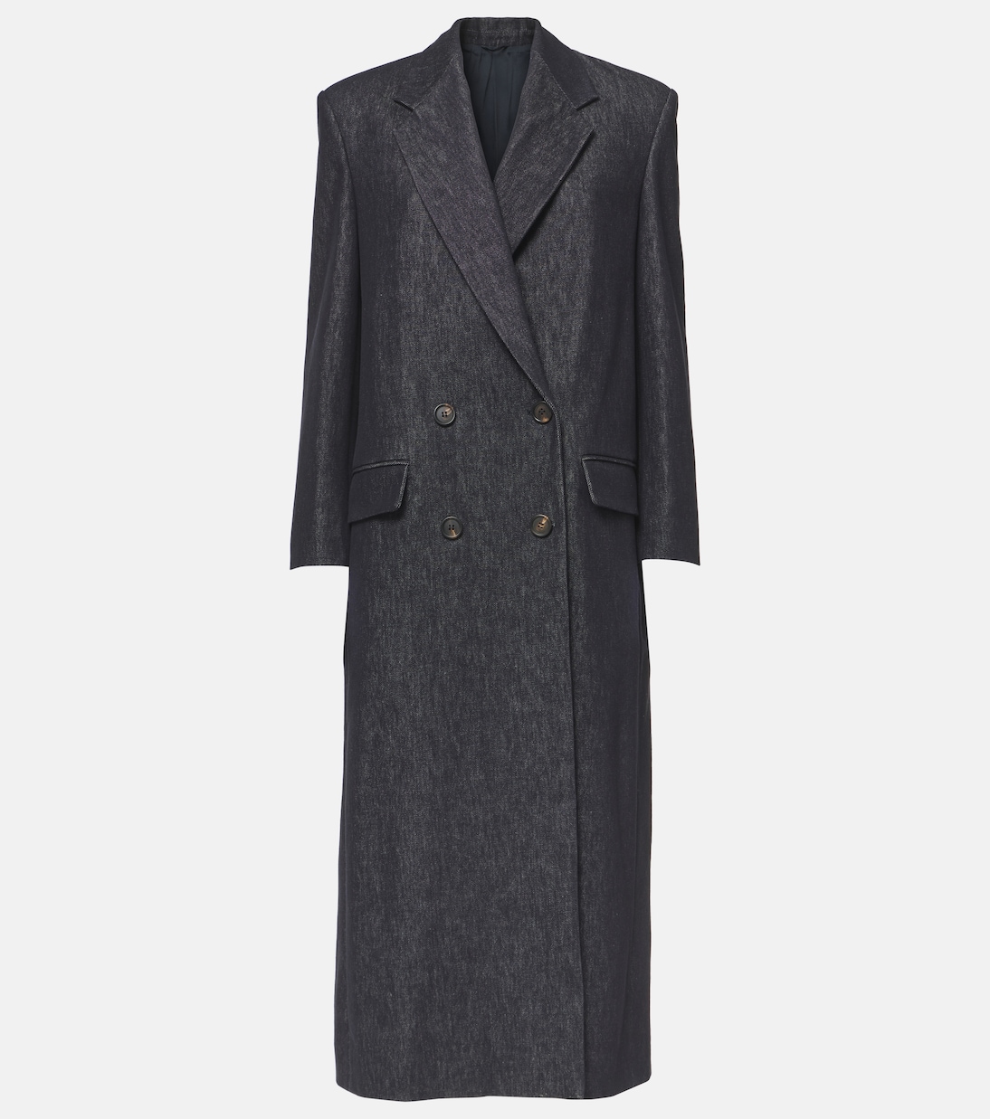 

Двубортное хлопковое пальто Brunello Cucinelli, Blu