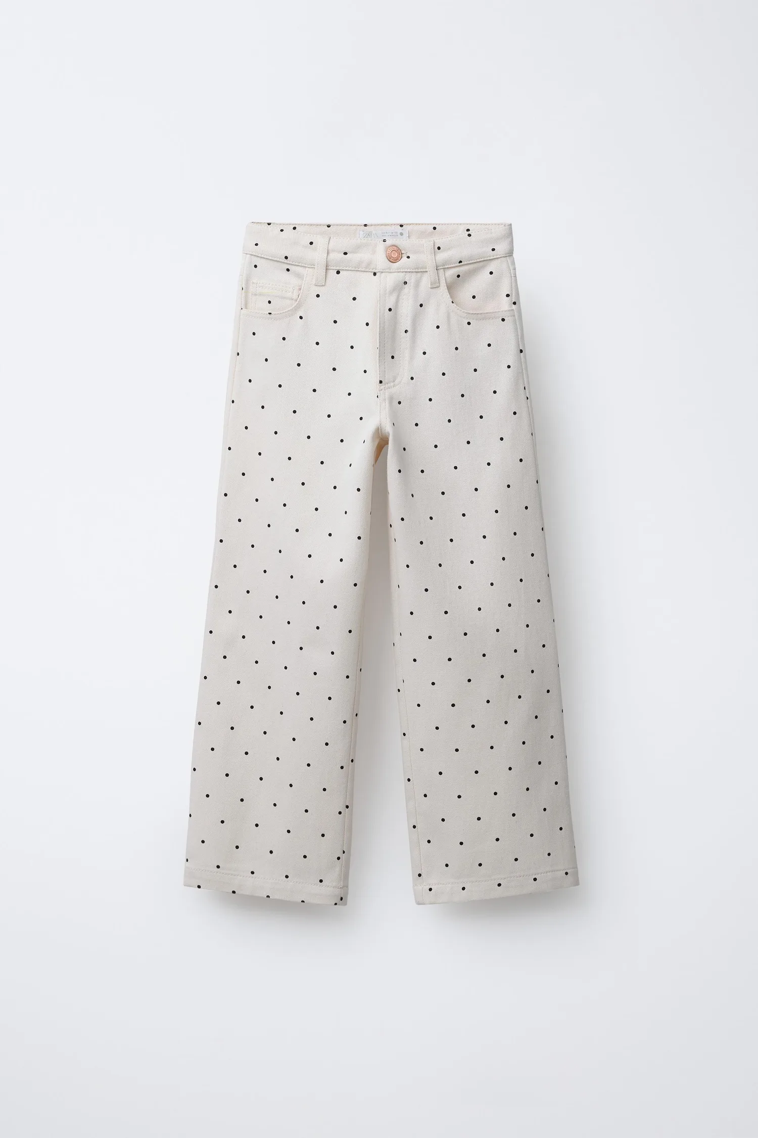 Широкие джинсы в горошек Zara, песочный/черный