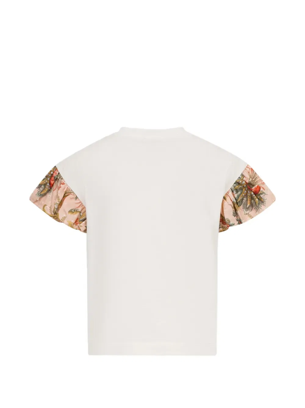 Футболка с цветочным принтом и оборками Etro Kids, бежевый — фото 2