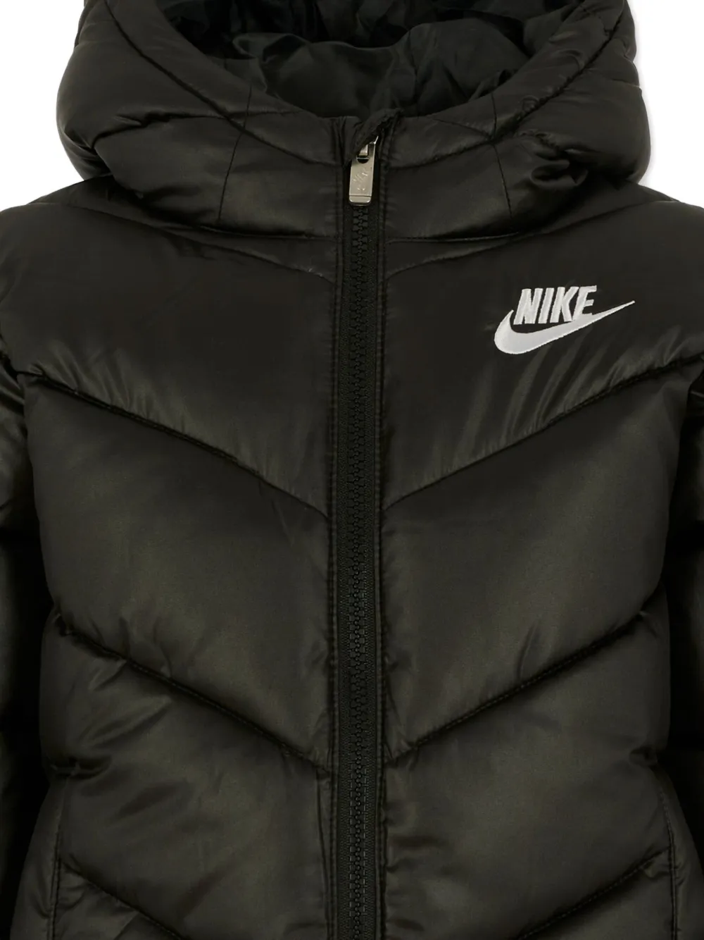 Стеганая пуховая куртка с капюшоном и узором «елочка» Nike Kids, черный — фото 3