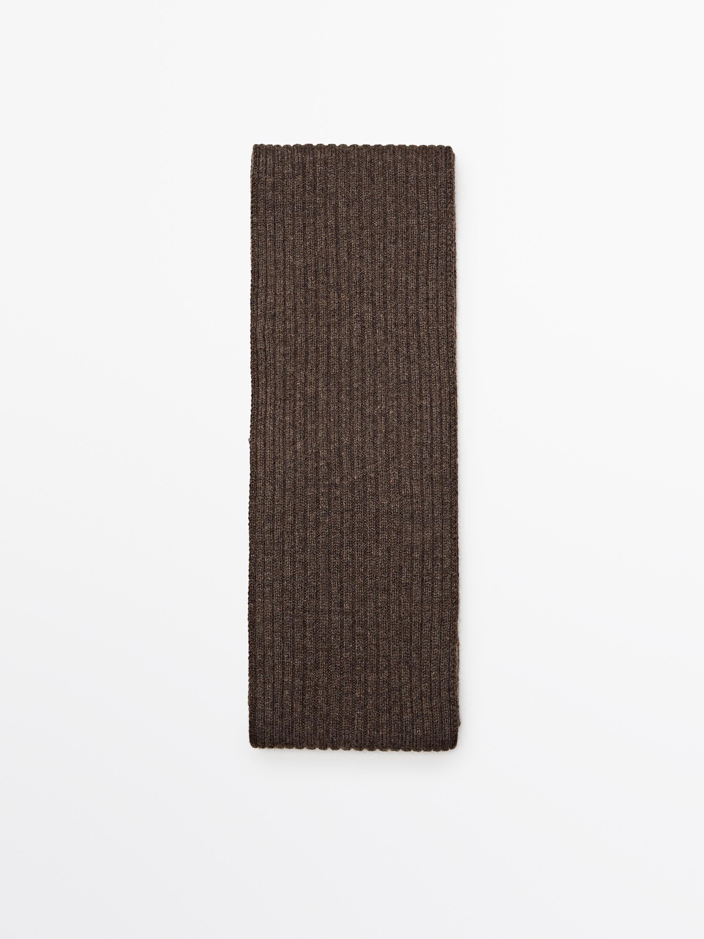 

Шарф из тонкой ребристой ткани Massimo Dutti, коричневый