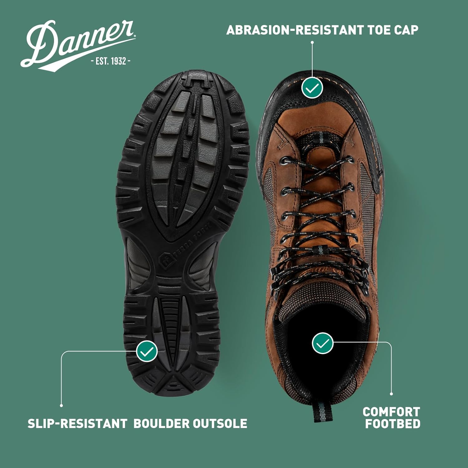 Мужские водонепроницаемые походные ботинки Danner Radical 452 с подошвой 5,5 из шлифованной нубуковой кожи, носком, устойчивым к царапинам, дышащим материалом Gore-Tex и противоскользящей подошвой, темно-коричневый — фото 4