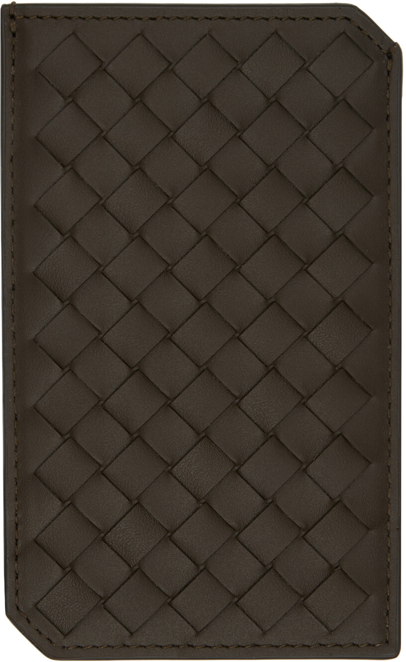 Вертикальная визитница цвета хаки Intrecciato Piccolo Bottega Veneta — фото 2