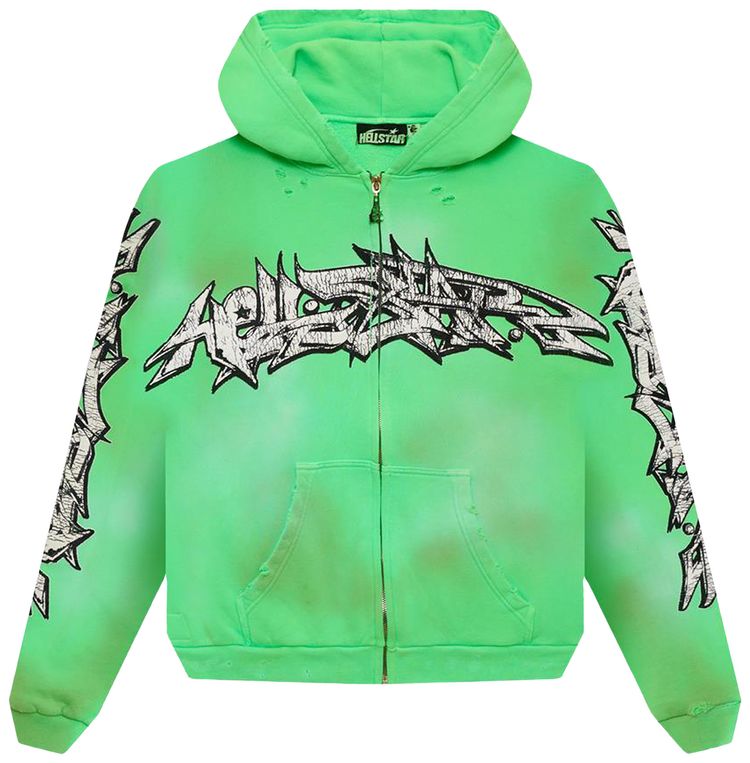 

Худи Hellstar Graffiti Zip-Up Hoodie 'Green', зеленый