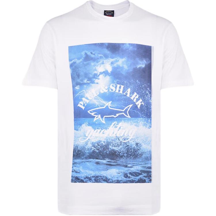 

Paul & Shark Мужская белая футболка для яхтинга, Белый, Paul & Shark Мужская белая футболка для яхтинга