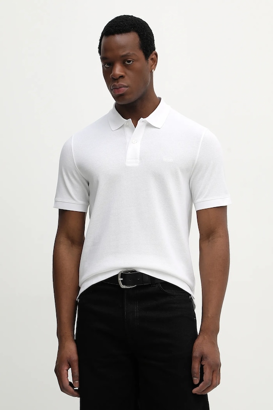 

Хлопковая рубашка-поло pallas BOSS, белый