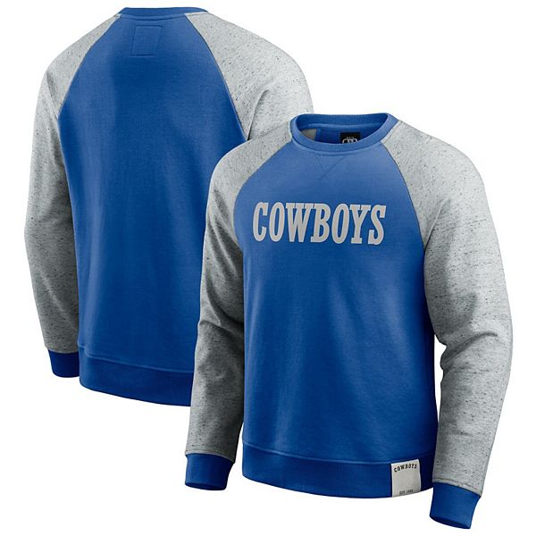 

Мужской сине-серый свитшот raglan dallas cowboys throwback color block Darius Rucker Collection By Fanatics