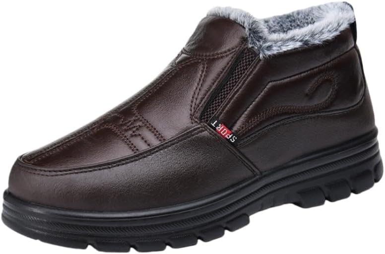 

Мужские модные хлопковые туфли - с плоским верхом, на высоком каблуке, повседневные туфли - с искусственной плюшевой подкладкой - удобные и теплые - подходят как для дома, так и для улицы Spkfhd, коричневый