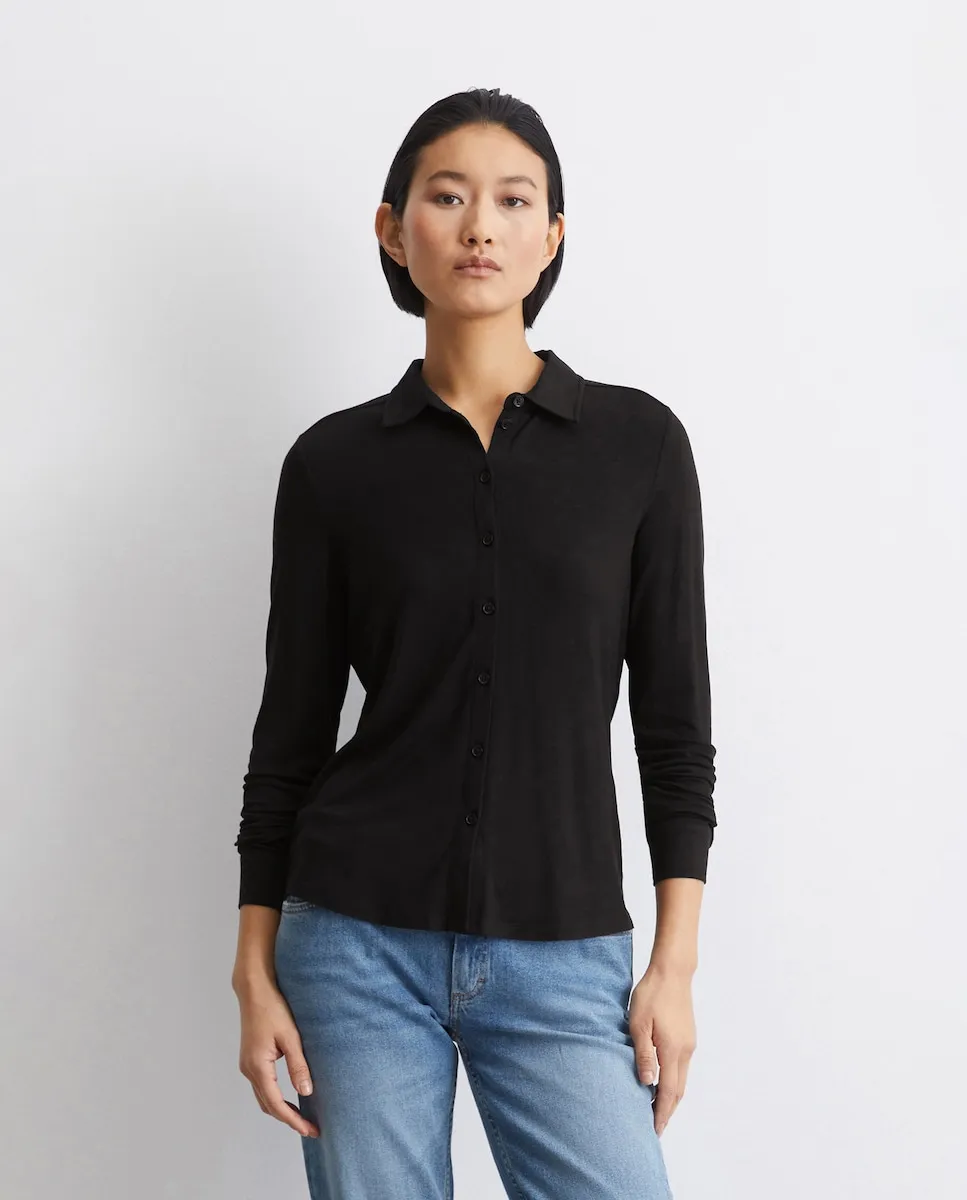 

Женская блузка обычного кроя из трикотажа LENZING ECOVERO MARC O'POLO, черный