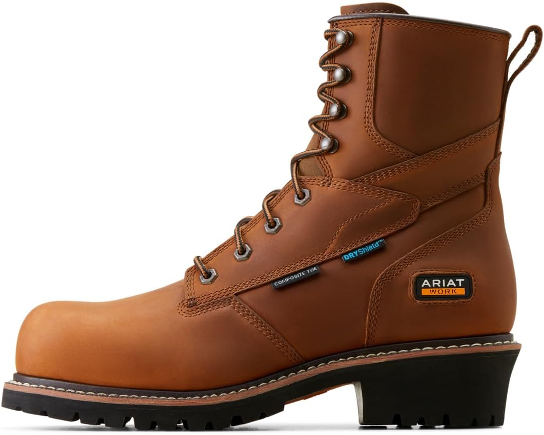Мужские ботинки ARIAT Logger Shock Shield с водонепроницаемым композитным носком, коричневый — фото 2