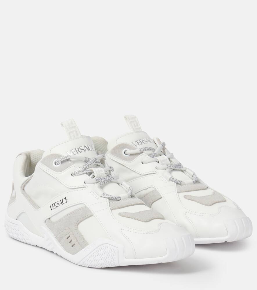 Кроссовки из кожи с отделкой из замши Galaxia Versace, 2EJ70-White+Concrete