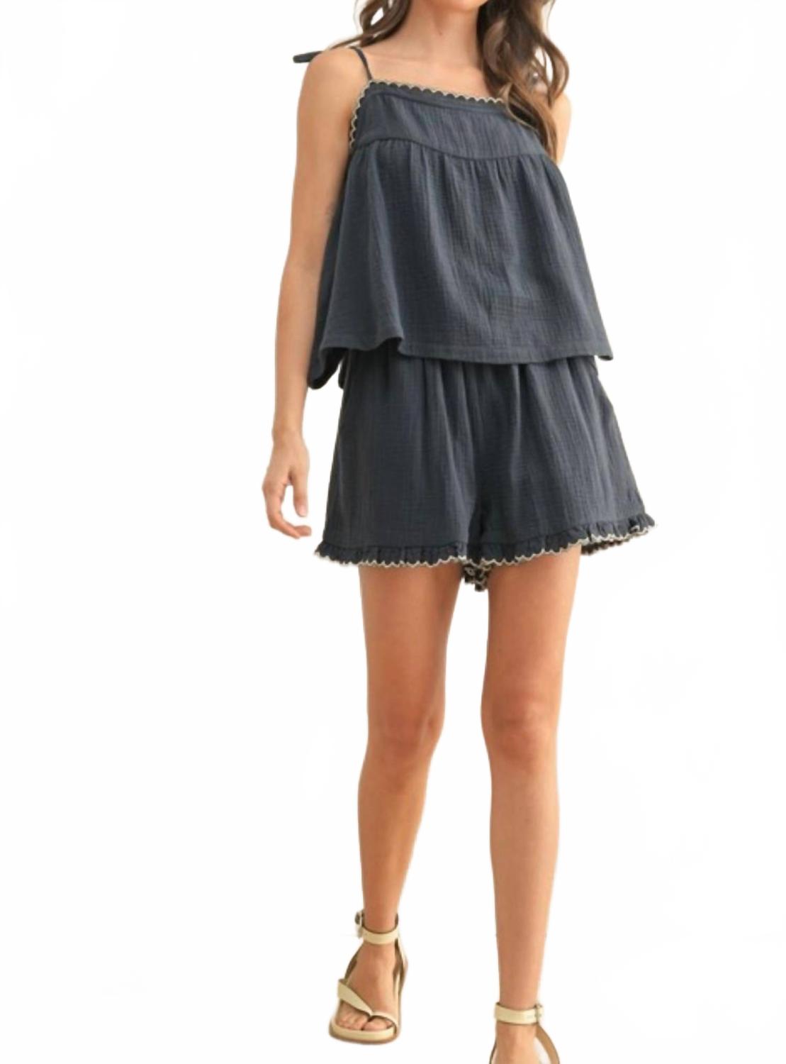 

Комплект из майки и шорт из сетки в цвете navy MIOU MUSE