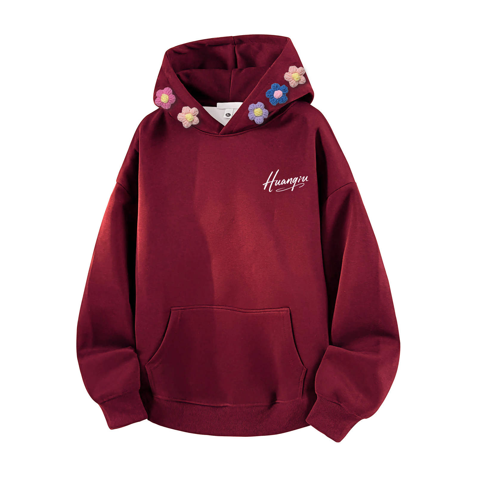 

Толстовка Unisex Hooded Moderate Heavyweight HUANQIU, burgundy (fleece-lined)