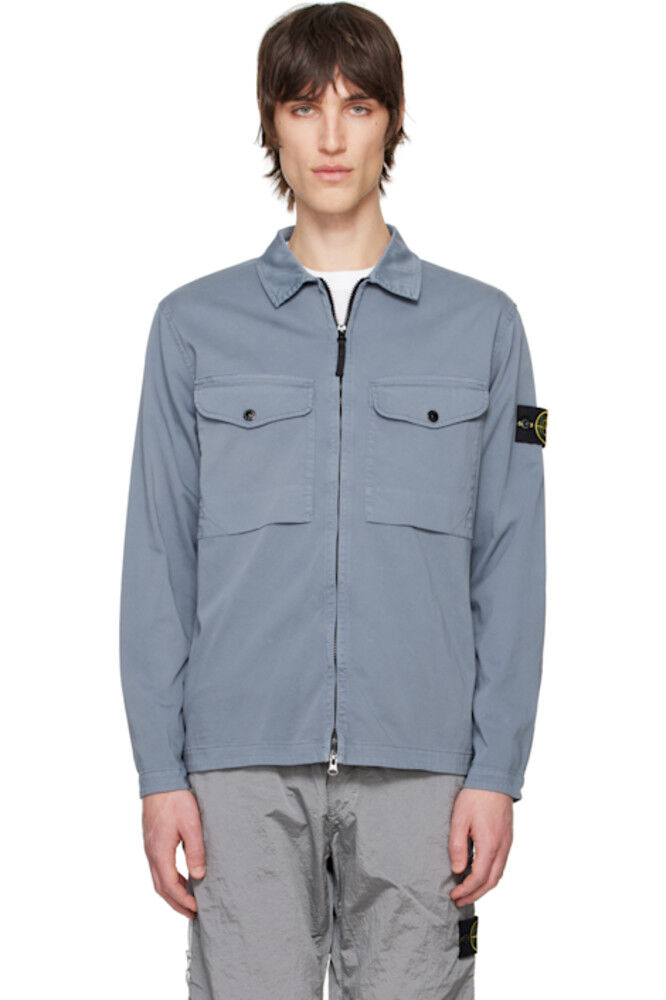 

Синяя верхняя рубашка из органического эластичного хлопка Stone Island