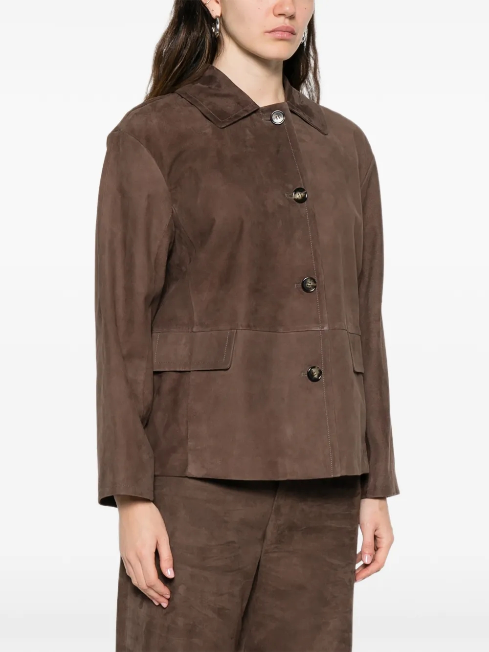 Куртка с накладными карманами на пуговицах MAX MARA, коричневый — фото 3