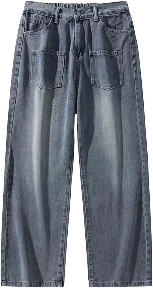 Джинсы свободные прямые Mens Straight Jeans Loose Vintage Style Wide Leg Casual, 55684