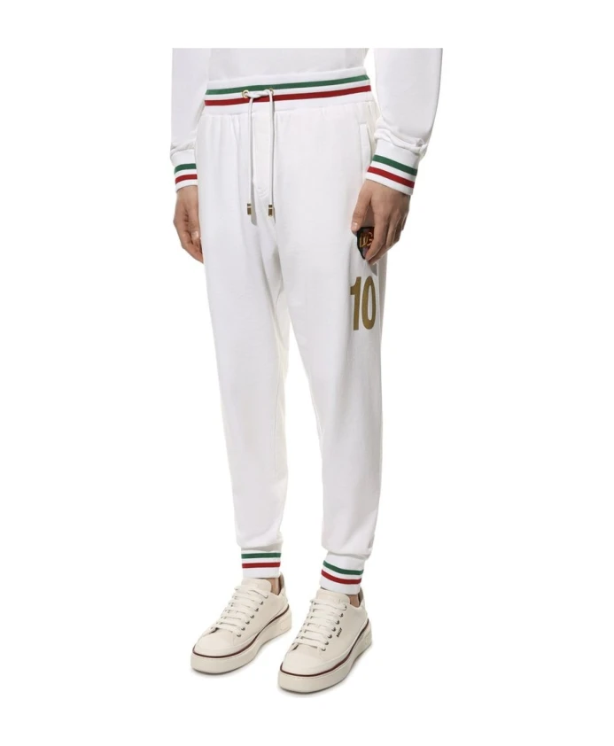 Хлопковые спортивные штаны Dolce & Gabbana, белый — фото 2