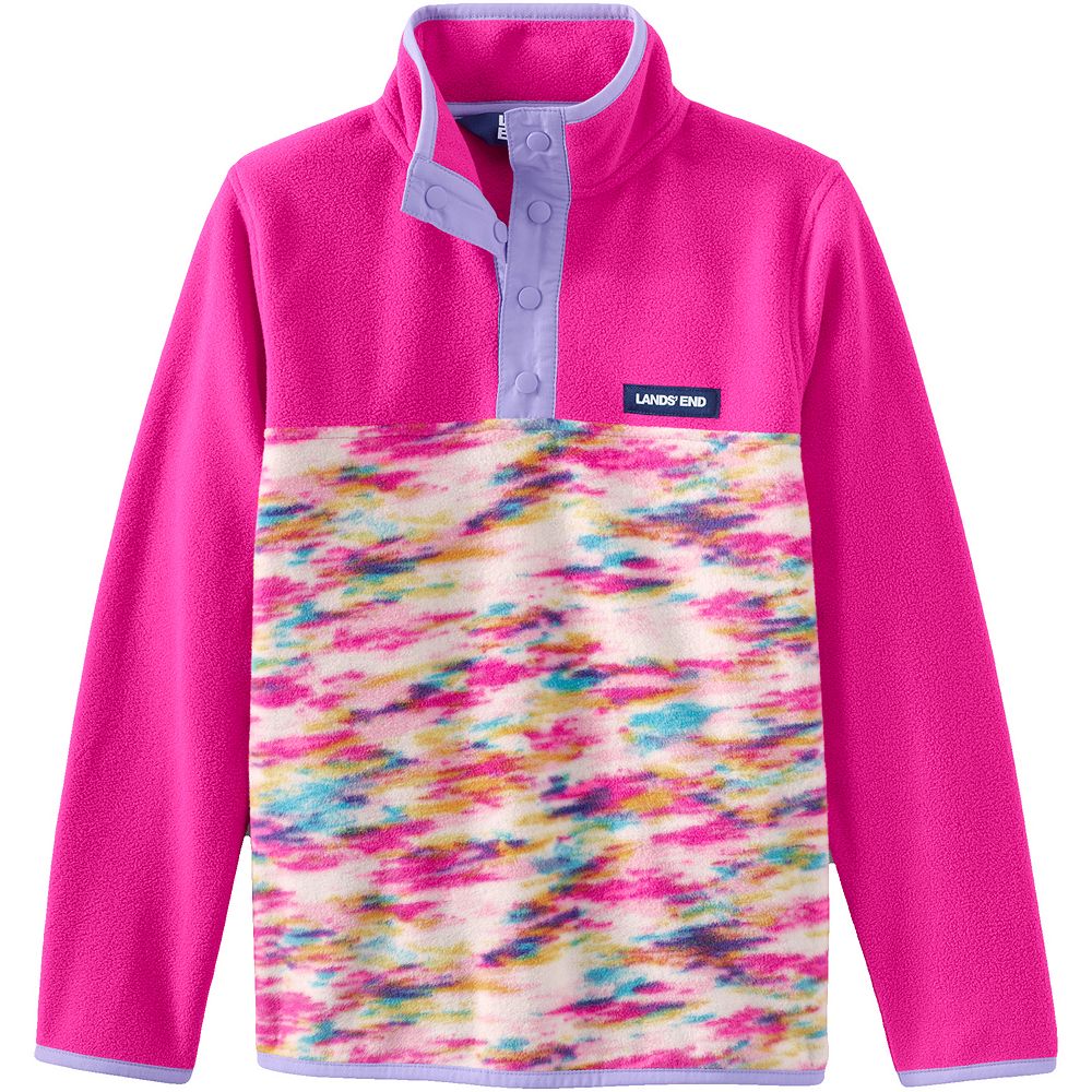 

Флисовый пуловер с воротником Lands' End Kids 2–20, цвет Pink Colorblock