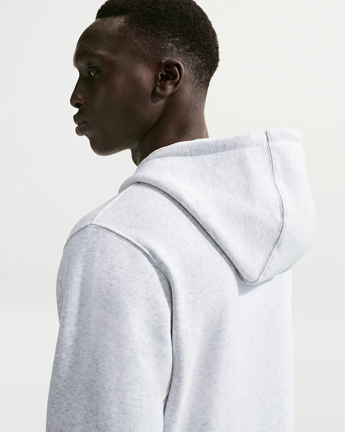 Мужская флисовая кофта на молнии Nike Club, Birch Heather/White/White — фото 2