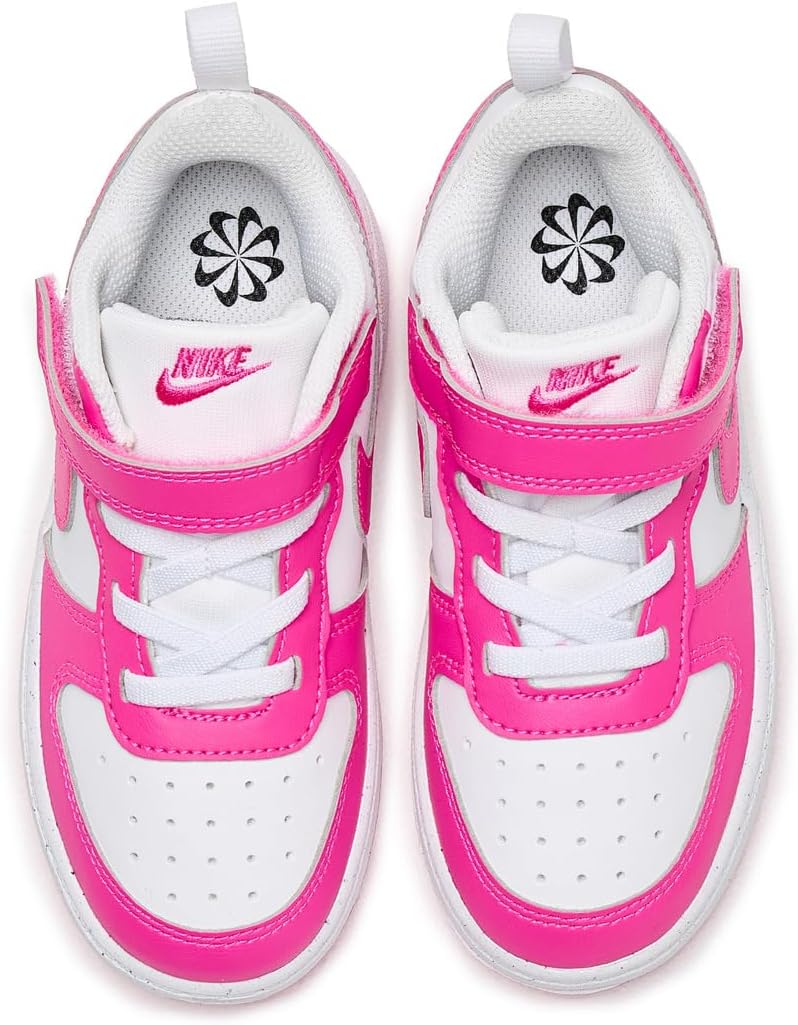 Кроссовки Nike Kids Court Borough Low Recraft, цвет White/Laser Fuchsia — фото 2